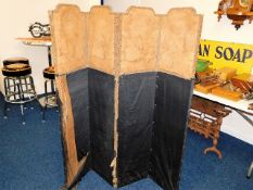 A 19thC. wooden framed screen with tapestry a/f
