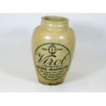 A stoneware Virol bone marrow advertising jar, cra