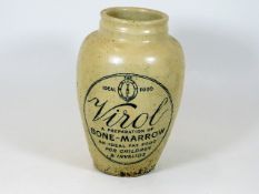A stoneware Virol bone marrow advertising jar, cra
