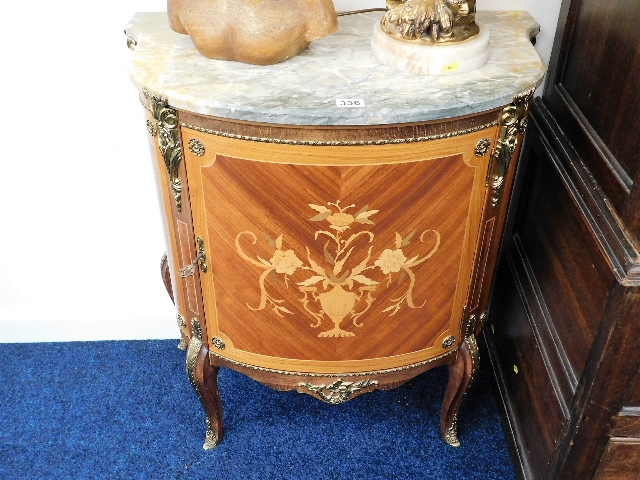 A Louis XV marble topped side cabinet