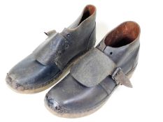 A pair of HMP Shepton Mallet mid 20thC. military prison clogs, carrying government arrow mark & date