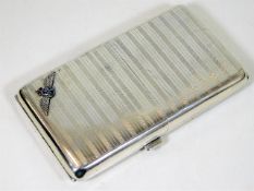 A large cigarette box with RAF logo hand inscribed