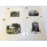 A quantity of fourteen mounted antique prints incl