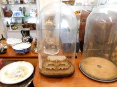 A large Victorian glass clock dome & base