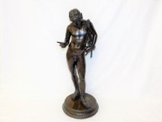 A 19thC. French bronze figure of Narcissus, indistinctly signed, approx. 25in