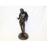 A 19thC. French bronze figure of Narcissus, indistinctly signed, approx. 25in