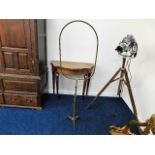 A Victorian brass rise & fall bird cage frame