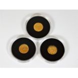Three 9ct gold 1gm coins