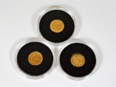 Three 9ct gold 1gm coins