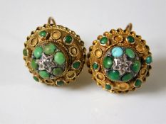 A pair of 19thC. ear rings set with turquoise mark
