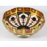 A large Royal Crown Derby Imari 1128 octagonal bow