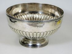An English silver rose bowl of circular gadrooned