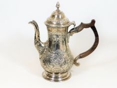 A Georgian silver coffee pot with London assay mar