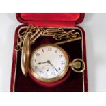 A 9ct gold full hunter pocket watch with yellow me