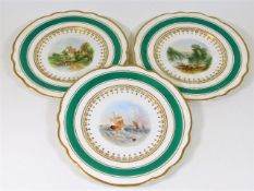Sixteen 19thC. handpainted porcelain plates