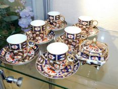 Six Royal Crown Derby 2451 coffee cans & saucers t