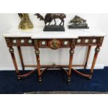 A Louis XV style marble topped consul table