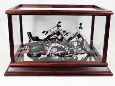 Two Franklin Mint Harley Davidson fat boy motorcyc