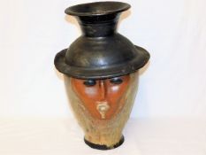 A large unusual Picasso style studio pottery vase