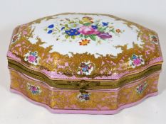 A 20thC. hand decorated porcelain jewellery casket