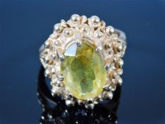 A 9ct gold ring with large citrine stone