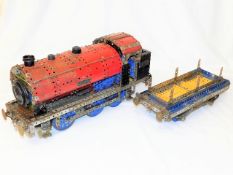 A large Meccano model of train engine & tender