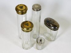 Two silver gilt lidded jars & other items