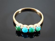 An antique yellow metal & turquoise ring