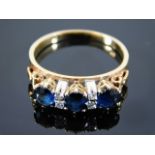 A 14ct gold sapphire & diamond ring