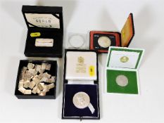 A silver Churchill medallion & a quantity of other