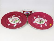 Two Russian Imperial porcelain Gardener plates & m