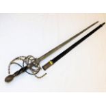 A basket-hilted steel sword & scabbard