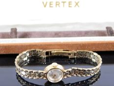 A ladies 9ct gold Vertex watch & strap