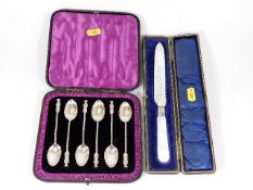 boxed set of silver spoons twinned with a silver &