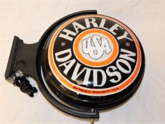 A Harley Davidson wall mounted electric sign