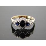 A 9ct gold sapphire & diamond ring