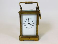 A 19thC. brass striking carriage clock