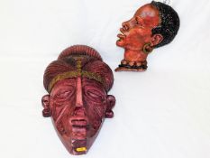 Two early 20thC. plaster masks