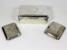 Two silver cigarette boxes twinned with cigar box