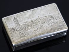 A Swiss silver box with etched image of Vienna