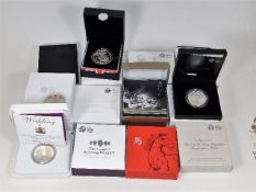 Fifteen silver proof crowns of varied interest