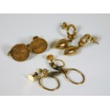 Three sets of 9ct gold ear rings