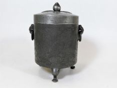 An early 20thC. Chinese pewter tobacco jar