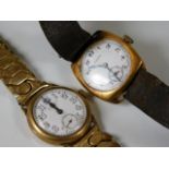 Two 9ct gold cased watches a/f