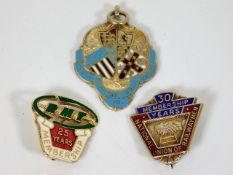 A silver Rifle International Match 1909 badge & tw