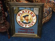 A vintage Players Navy Cut framed mirror