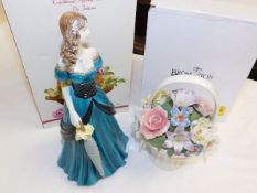 A boxed English Rose figurine Leah & floral group