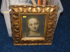 A framed picture of Madonna