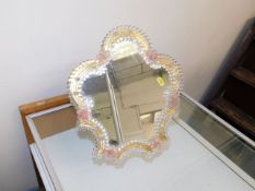 A Murano glass Venetian mirror & a retro lamp