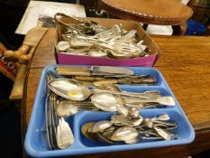 Two trays of silver plated flatware